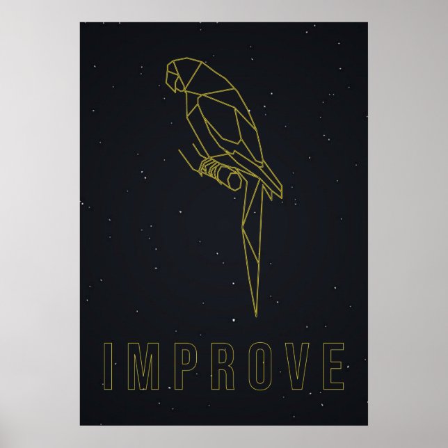 Origami-Papagei-Affirmations-Poster. verbessern Poster (Vorne)