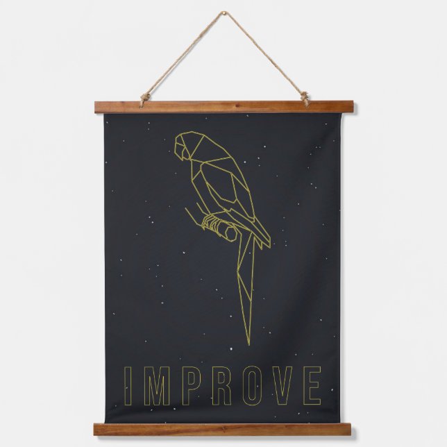 Origami-Papagei-Affirmations-Poster. verbessern Wandteppich Mit Holzrahmen (Vorderseite)