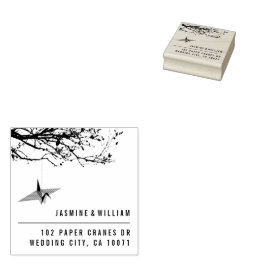 Origami Paper Crane und Branches asiatische Hochze Gummistempel