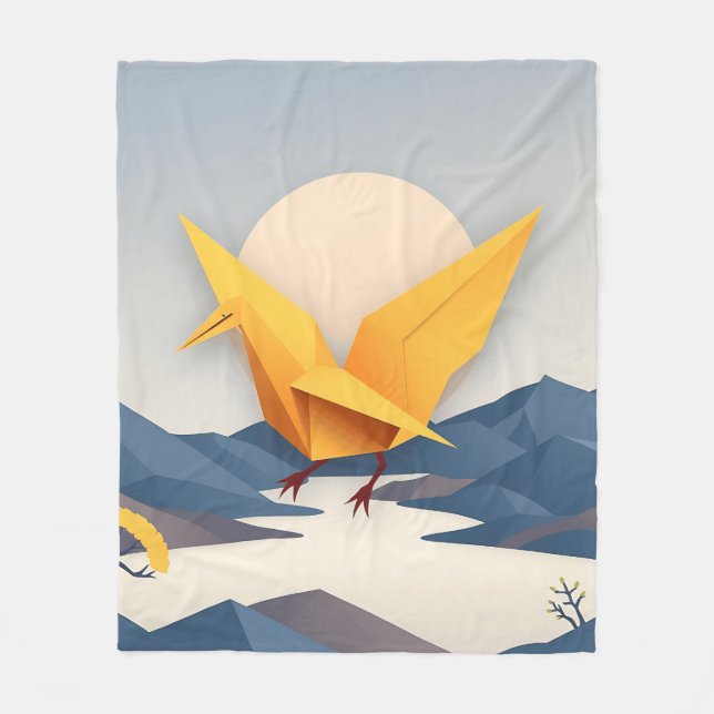 Origami Paper Crane Vector Art Fleecedecke (Vorderseite)