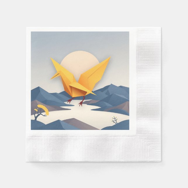 Origami Paper Crane Vector Art Serviette (Vorderseite)