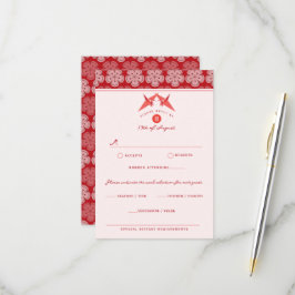 Origami Paper Cranes Sakura Blume Asiatische Hochz RSVP Karte