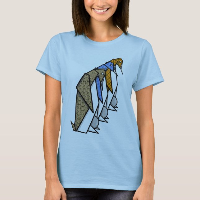 Origami Paper Faltenpinguine T-Shirt (Vorderseite)