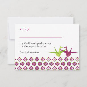 Origami Papierkran-Hochzeit UAWG RSVP Karte