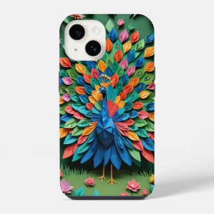 Origami-Pfau iPhone 14 Hülle