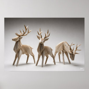 Origami-Rentier-Trio Poster