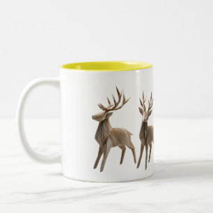 Origami-Rentier-Trio-Tasse Zweifarbige Tasse
