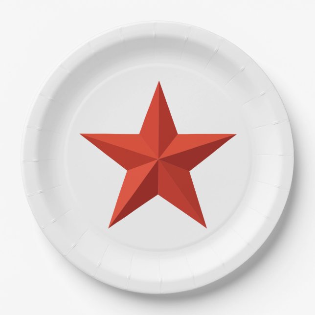 Origami roter Stern Pappteller (Vorderseite)
