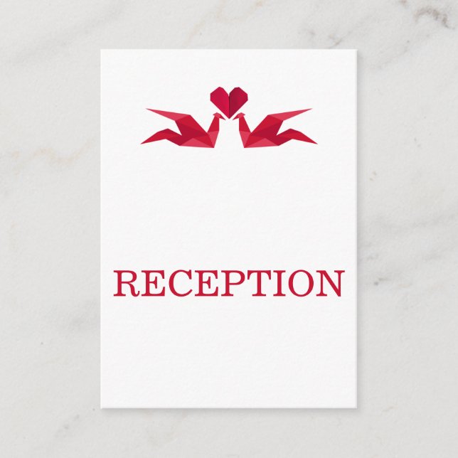origami rouge grues mariage réception invitation (Devant)
