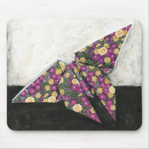 Origami Schmetterling auf Blumenpapier Mousepad