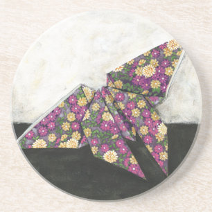 Origami Schmetterling auf Blumenpapier Untersetzer