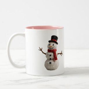 Origami-Schneemann-mit-Schal-Tasse Zweifarbige Tasse