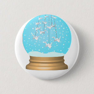 Origami-Schwan-Schneekugelknopf Button