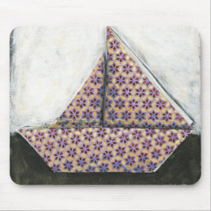 Origami Segelboot auf Stern-Entwurfs-Papier Mousepad
