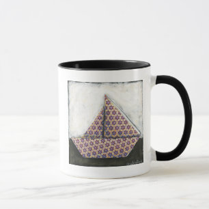 Origami Segelboot auf Stern-Entwurfs-Papier Tasse