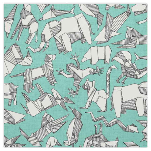origami tierische ditsy Minze Stoff (Muster)