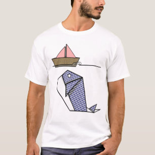 Origami Wal unter Papierboot T-Shirt