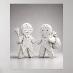 Origami-Weihnachtsmann-Duo Poster