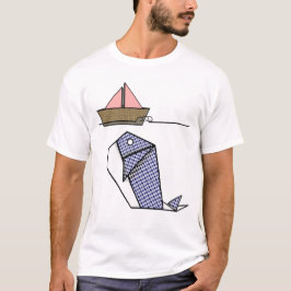 Origami Whale unter Papierboot T-Shirt