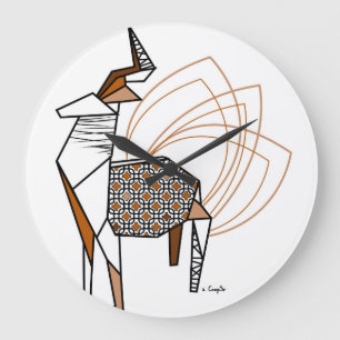 Origamihirsch Große Wanduhr