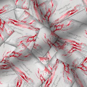 Origin Event Planning Red Gray Silver Marble Visitenkarte