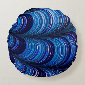 ~Original 3D blaues Fraktal-Muster-Entwurf ~ Rundes Kissen