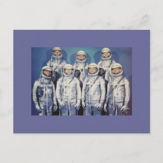 Original 7 Quecksilber-Astronauten Postkarte