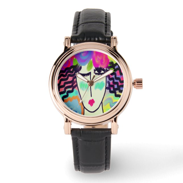 Original Abstrakte Kunst zu tragen Armbanduhr (Vorderseite)