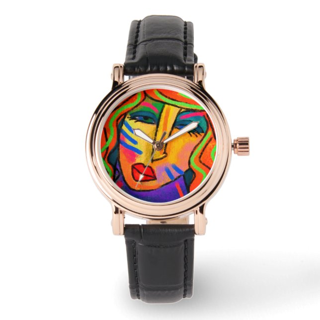 Original Abstrakte Kunst zu tragen Armbanduhr (Vorderseite)