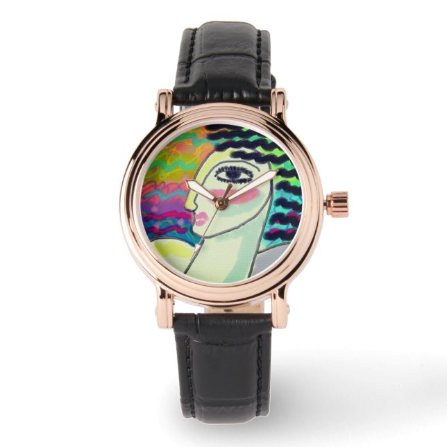 Original Abstrakte Kunst zu tragen Armbanduhr (Vorderseite)