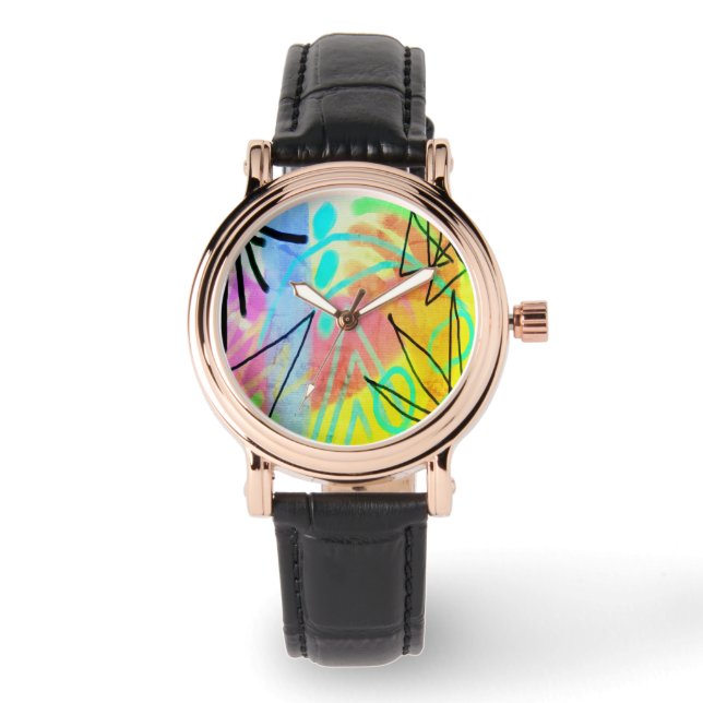 Original Abstrakte Kunst zu tragen Armbanduhr (Vorderseite)