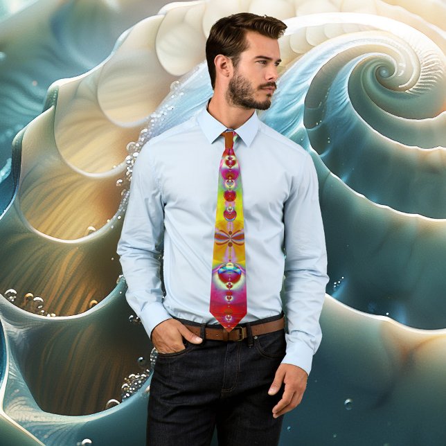 Original Abstrakte Kunstfarbenwissenschaft Krawatt Krawatte (Colorful tie with original fractal design with a magical crazy science pattern)