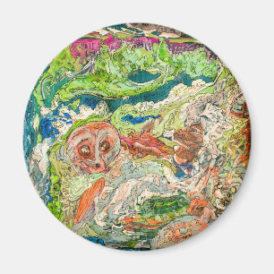 Original Abstrakte Kunstfigur Grünes Runder Magaz Magnet