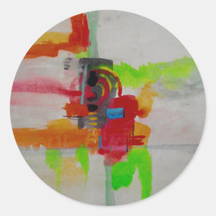 Original Abstrakte Kunstwerke Runder Aufkleber