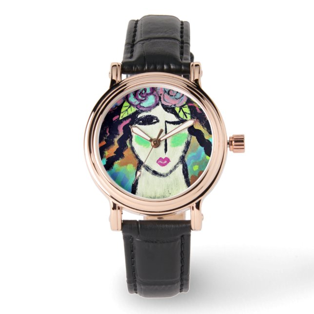 Original Abstrakte Malerei Armbanduhr (Vorderseite)