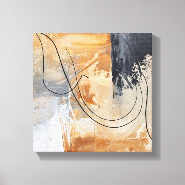 Original Abstrakte Malerei Gold Schwarze Leinwand  (Vorderseite)