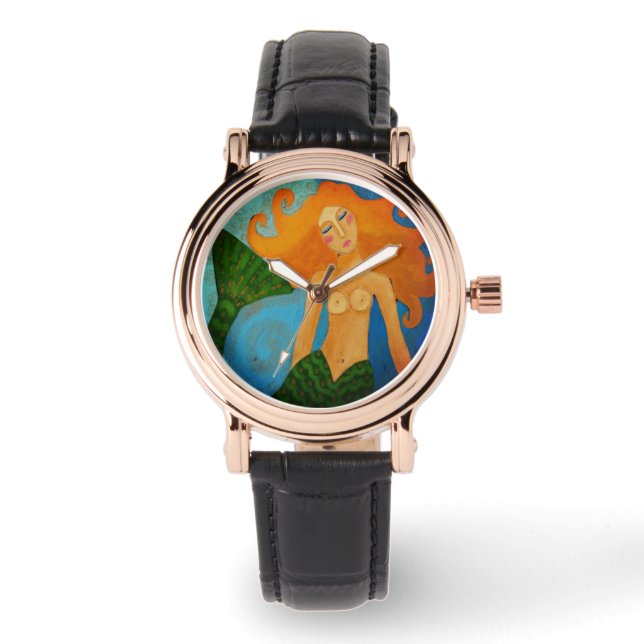 Original Abstrakte Meerjungfrau Kunst Armbanduhr (Vorderseite)