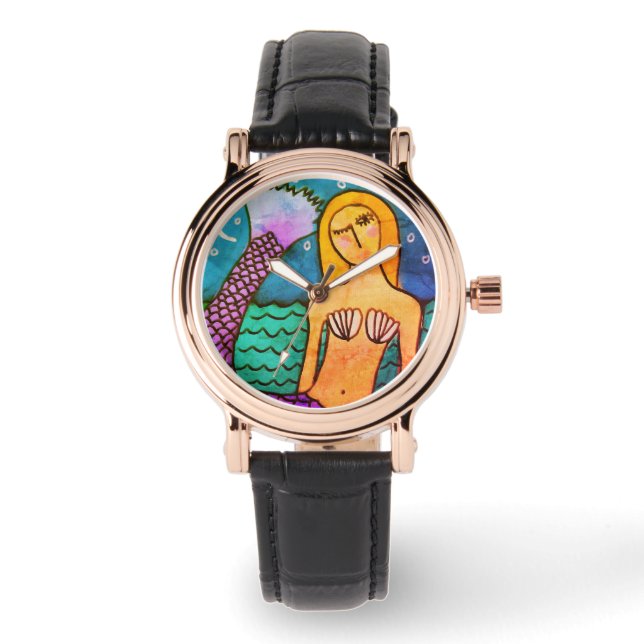 Original Abstrakte Meerjungfrau Kunst zu tragen Armbanduhr (Vorderseite)