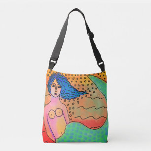 Original Abstrakte Mermaid-Malerei Tragetaschen Mit Langen Trägern