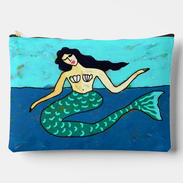 Original Abstrakte Mermaid-Malerei Zubehörtasche (Vorderseite)