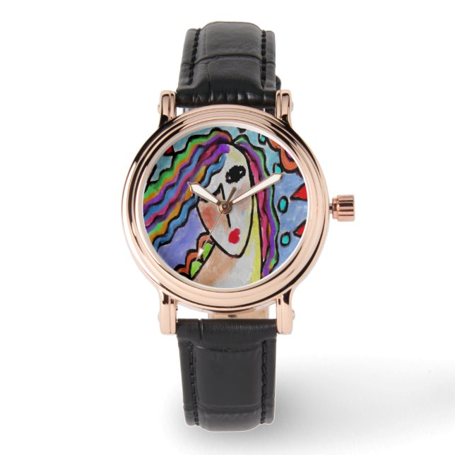 Original Abstraktes digitales Gemälde einer Frau Armbanduhr (Vorderseite)