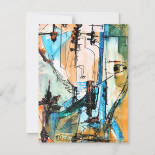 Original Acrylmalerei auf Postkarte