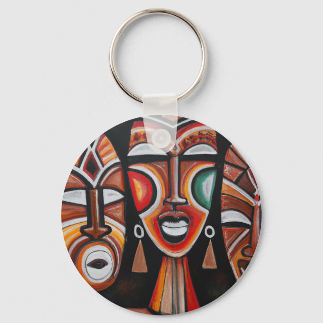 Original African Mask Art Silver Plakate Nekklace Schlüsselanhänger (Vorderseite)