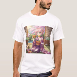 Original Anime Girl in Kimono - Japanischer Sommer T-Shirt