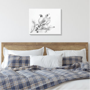 Original-Aquarell-Kalifornienwachtel-Vogel-Kunst Leinwanddruck