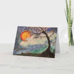 Original Aquarellkunst: Ein Wunschbaum von Mary Go Dankeskarte