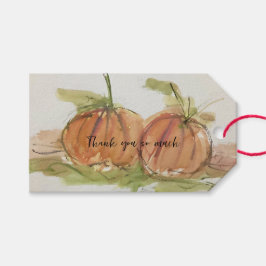 Original Aquarellskizze Pumpkin Geschenkanhänger