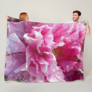 *~* Original Art AR1 Pink Peony Floral Malerei Fleecedecke