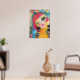 Original Art Colorful Abstrakt Whimsical Pink Girl Poster (Living Room 3)