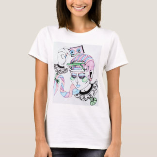 Original Art Design "Cassette player in forehead" T-Shirt